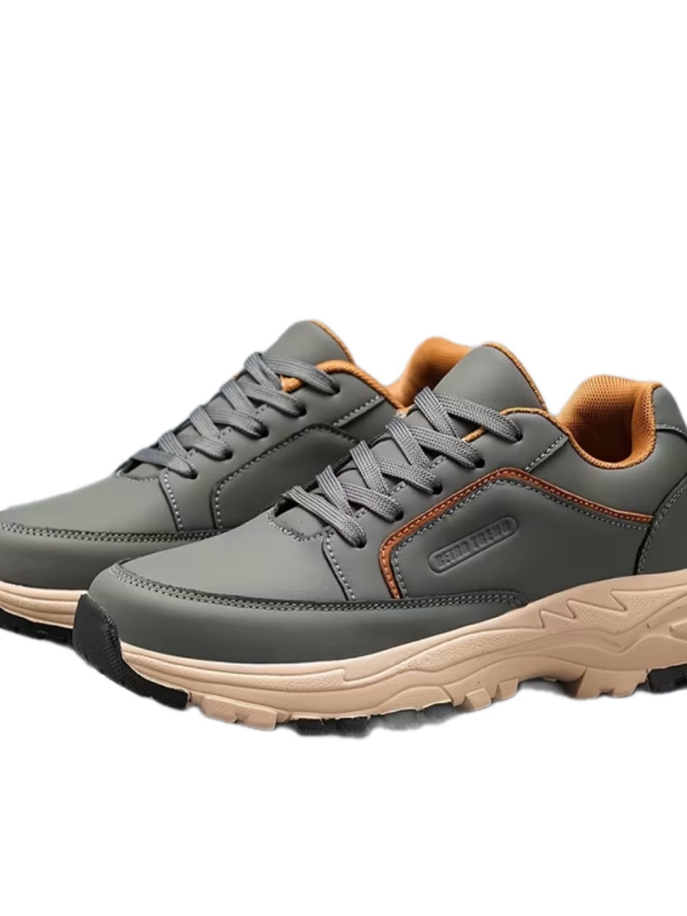 Men's Casual Grey and Tan Athletic Sneakers